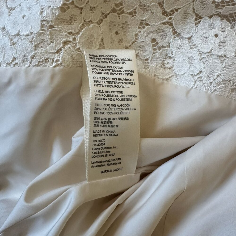 Anthropologie BHLDN Burton Suit Jacket White Lace Size 0 - Picture 9 of 11